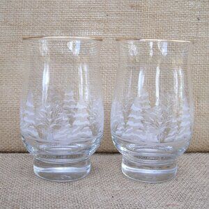 Vintage Libbey Winter Trees Arbys Glass Set of 2